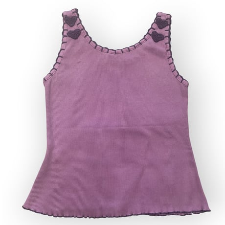 [USED] ハート染め＆刺繍リブ TANKTOP  💜
