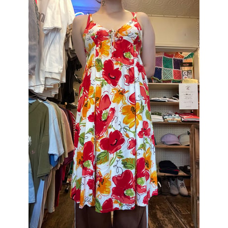 [USED]  花柄のレーヨンワンピース