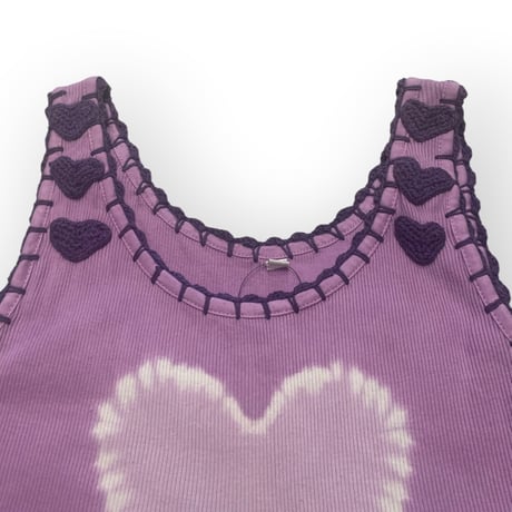 [USED] ハート染め＆刺繍リブ TANKTOP  💜