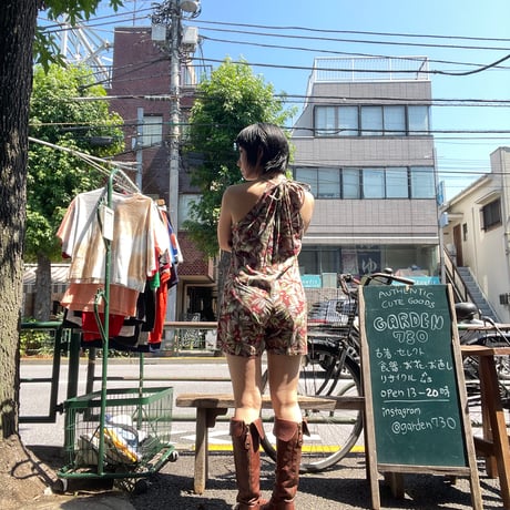 [USED] コーヒー豆 総柄 サロペット