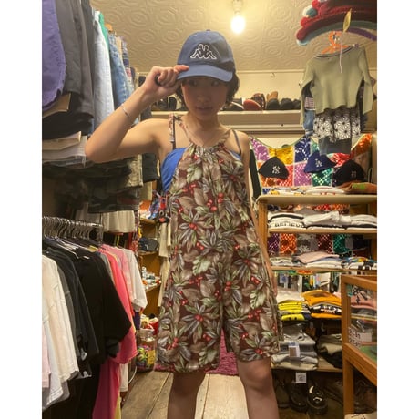 [USED] コーヒー豆 総柄 サロペット