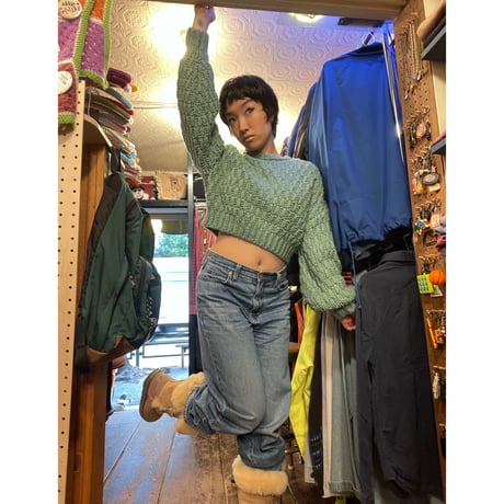 [USED] MINT BLUE♡ ショート丈 ニット