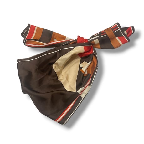 [USED] BROWN 100% SILK スカーフ