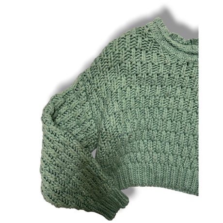[USED] MINT BLUE♡ ショート丈 ニット