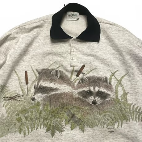 [USED]  アライグマ🦝プリント 襟付きSWEAT