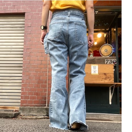 [USED]  ベルト付きフレアデニムパンツ