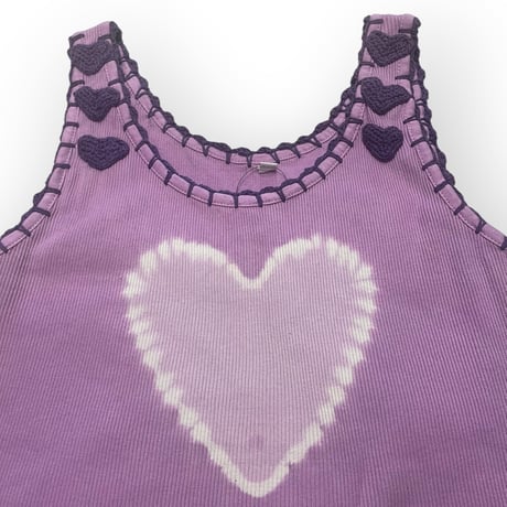[USED] ハート染め＆刺繍リブ TANKTOP  💜