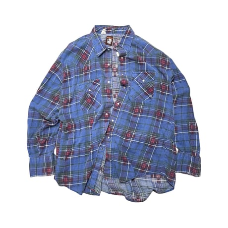 [USED] 70s KARMAN Plaid Western Flannel Shirt