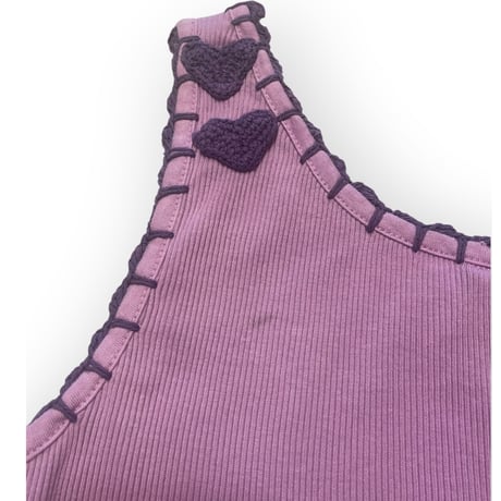 [USED] ハート染め＆刺繍リブ TANKTOP  💜