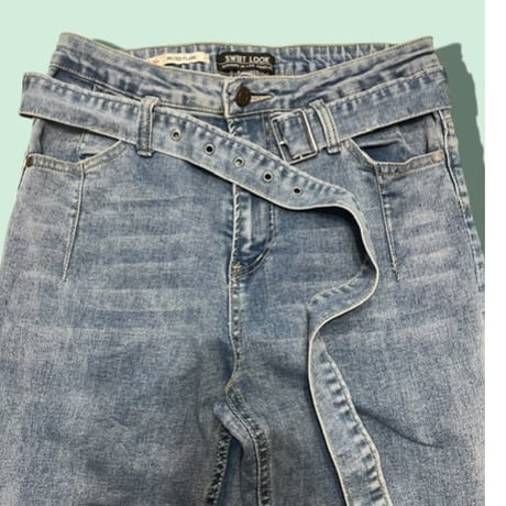 [USED]  ベルト付きフレアデニムパンツ