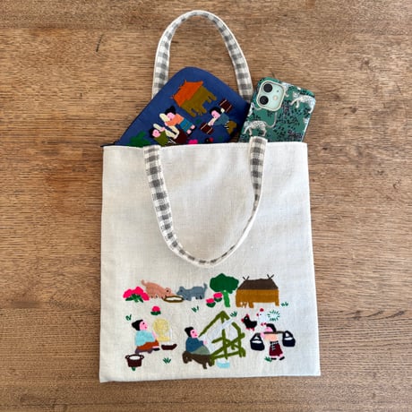 ラオス｜モン族の手刺繍バッグ｜機織り