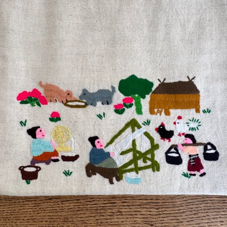 ラオス｜モン族の手刺繍バッグ｜機織り