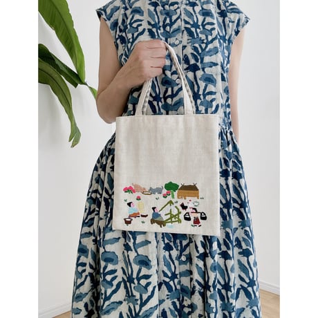 ラオス｜モン族の手刺繍バッグ｜機織り