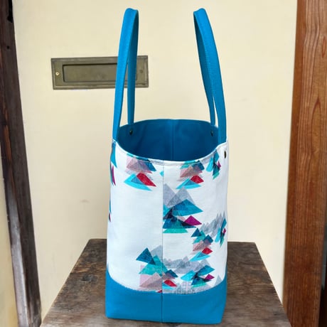 帆布色ターコイズ＊Ｌトート【山】（エメラルド）