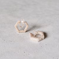 Clear | 三層  六角形リングイヤリング