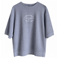 【ラス1 】RUGGED®︎ on vintage ''MILANO LOGO'' Embroidered Logo Waffle Half Sleeve Sweatshirt