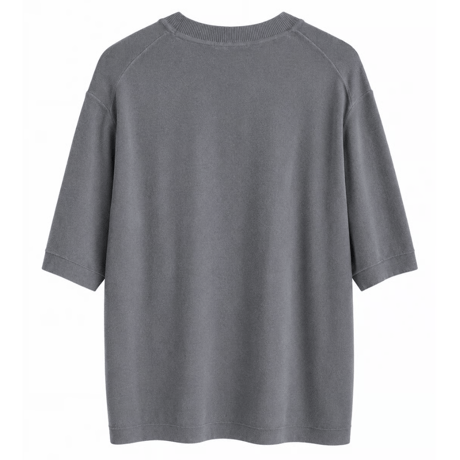 【ラス1 】RUGGED®︎ on vintage ''rhombus logo'' Embroidered Vintage Knit T-Shirt – Charcoal Gray
