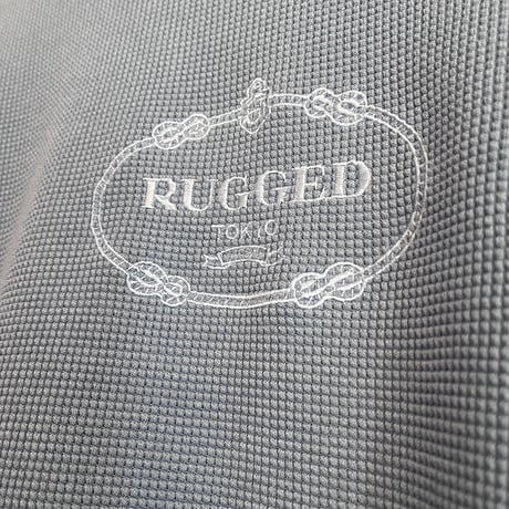 【ラス1 】RUGGED®︎ on vintage ''MILANO LOGO'' Embroidered Logo Waffle Half Sleeve Sweatshirt