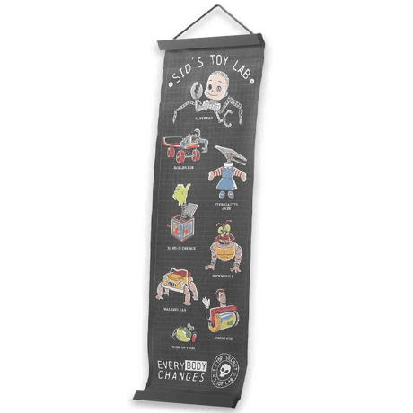 トイストーリー シドのトイラボ　Sid’s Toy Lab　キャンバス製バナー（壁掛け）