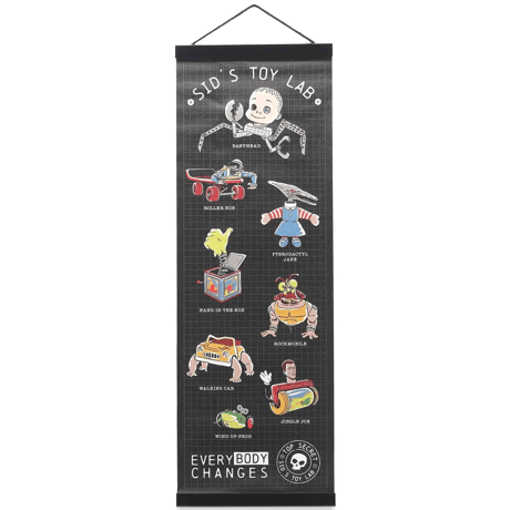 トイストーリー シドのトイラボ　Sid’s Toy Lab　キャンバス製バナー（壁掛け）