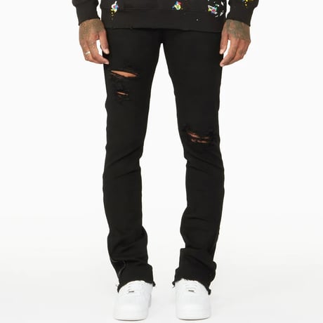 RockStar Original / Ferg Zip Stacked denim "BLACK"