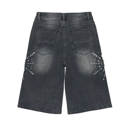 RockStar Original /  Rhinestone Short denim "Wash BLACK"