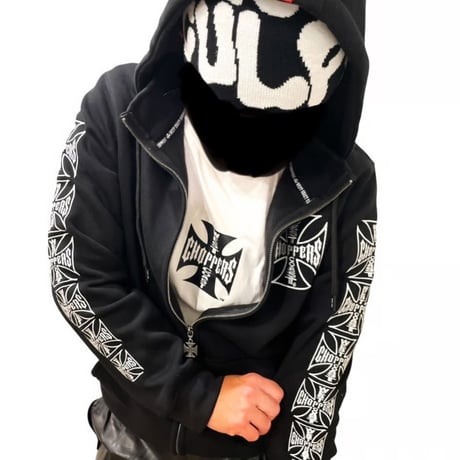 West Coast Choppers/ W.C.C Logo Zip Up Hoodie "BLACK"