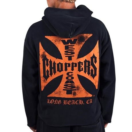 West Coast Choppers/ Cut Off Hoodie "Vintage BLACK" (SET UP)