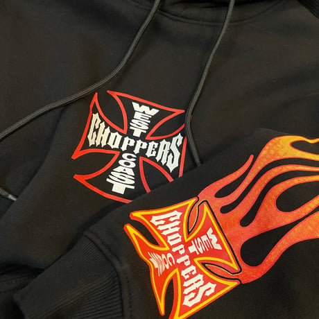 West Coast Choppers/ W.C.C Flame Hoodie "BLACK"