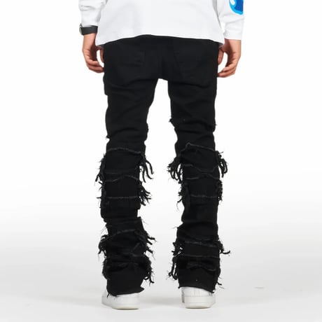RockStar Original / Damaged Stacked denim "BLACK"