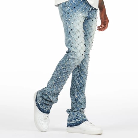 RockStar Original /  Rhinestone Flare denim "BLUE"