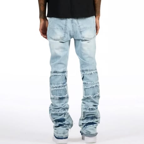 RockStar Original / Damaged Stacked denim "BLUE"