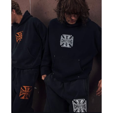 West Coast Choppers/ Cut Off Hoodie "Vintage BLACK" (SET UP)