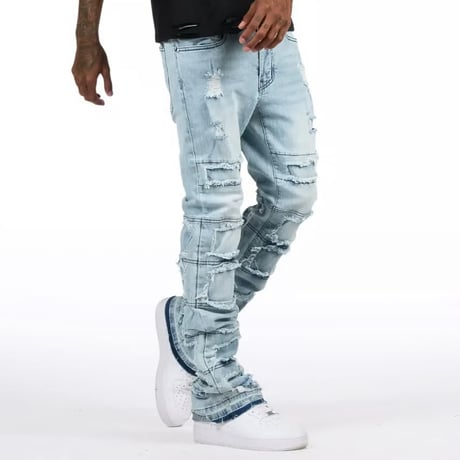 RockStar Original / Damaged Stacked denim "BLUE"