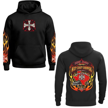West Coast Choppers/ W.C.C Flame Hoodie "BLACK"