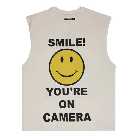 6th NBHD / Smiley Cut Off  Tee (WHITE)