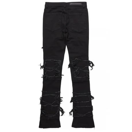 RockStar Original / Damaged Stacked denim "BLACK"