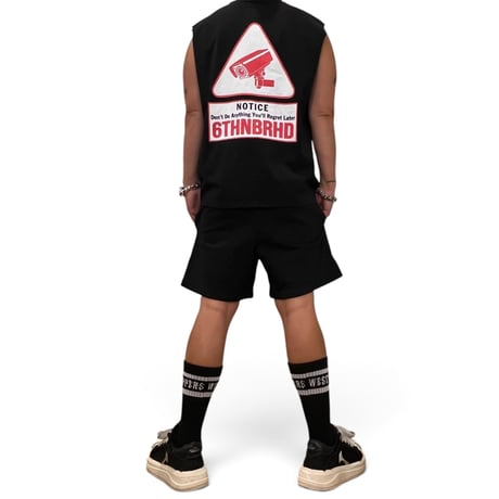 6th NBHD / Smiley Cut Off  Tee (BLACK)