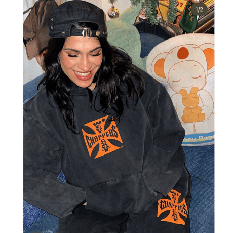 West Coast Choppers/ Cut Off Hoodie "Vintage BLACK" (SET UP)