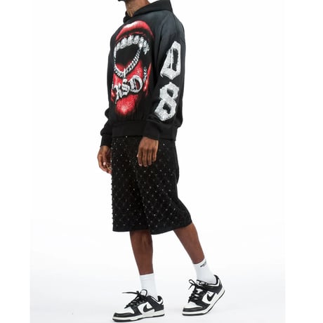 RockStar Original /  Rhinestone Short denim "BLACK"