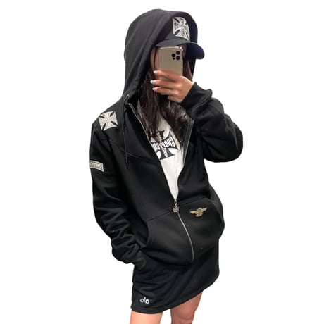 West Coast Choppers/ W.C.C Zip Up Hoodie "BLACK"