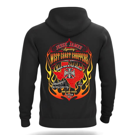 West Coast Choppers/ W.C.C Flame Hoodie "BLACK"