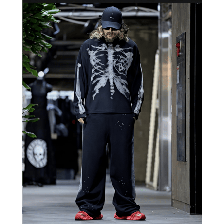 By The R/ Bone  thermal LS Tee "BLACK/CREAM"