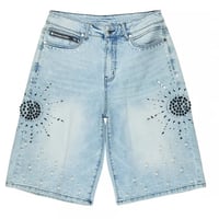RockStar Original /  Rhinestone Short denim "Wash BLUE"