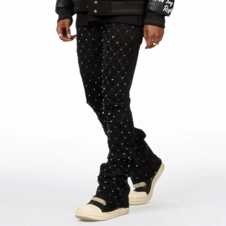 RockStar Original /  Rhinestone Flare denim "BLACK"