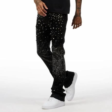 RockStar Original /  Studs Flare denim "BLACK"