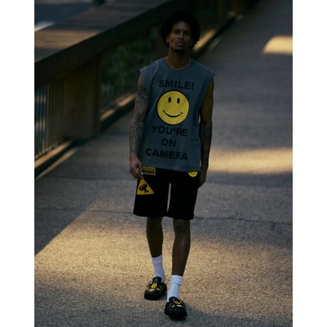 6th NBHD / Smiley Cut Off  Tee (GRAY)