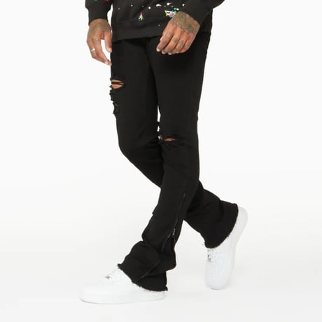 RockStar Original / Ferg Zip Stacked denim "BLACK"