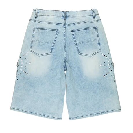 RockStar Original /  Rhinestone Short denim "Wash BLUE"