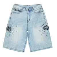 RockStar Original /  Rhinestone Short denim "Wash BLUE"